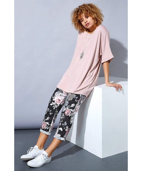 Tops Women Plain Short Sleeve Lounge T-Shirt - Light-pink - C219DG2UY5W