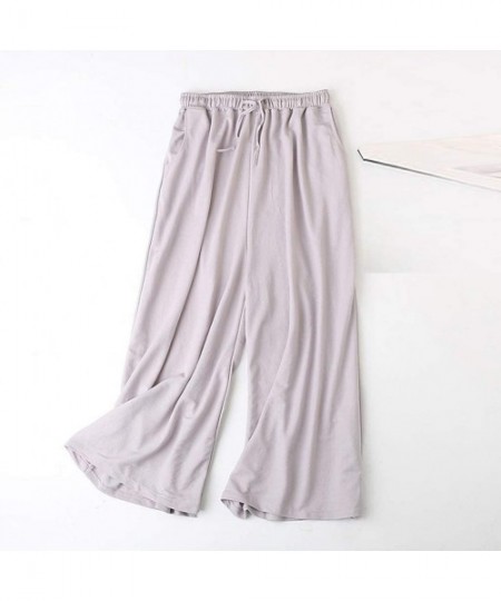 Bottoms Wide Leg Pants Women Ankle Length Pants with Pocket Drawstring Elastic Waist Comfy Loose Pants Lounge Pajama Pants Gr...