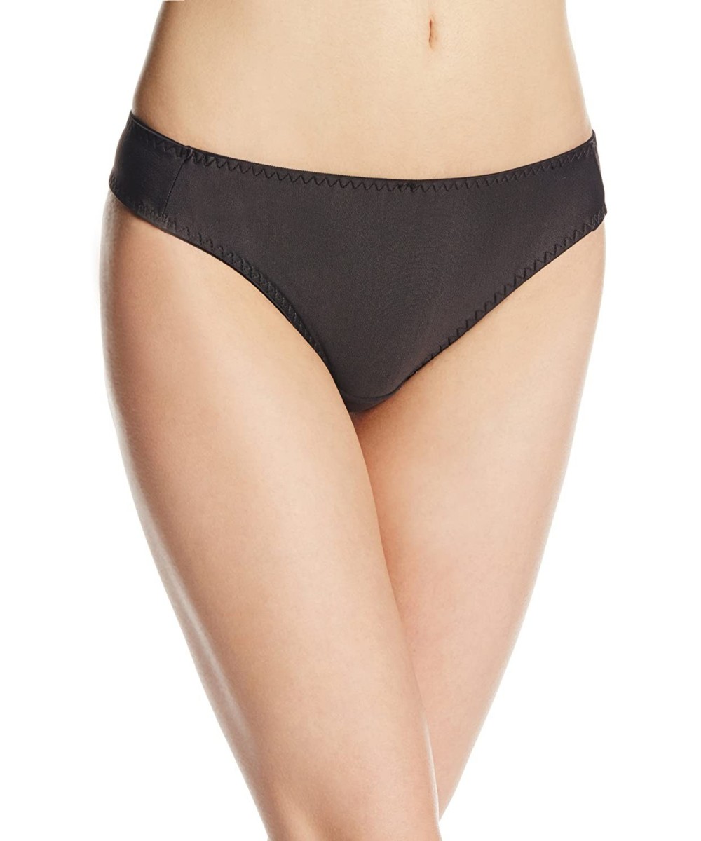 Panties Womens Petite-Plus-Size Seamless Microfiber Low-Rise Thong Panty - Black - CV11EO6P0FN