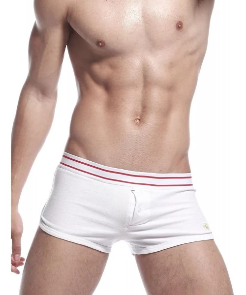 Boxer Briefs Mens Low Rise Sexy Trunk Boxer Brief Short Pants Underwear - 2315 White - C311HTRG0EJ