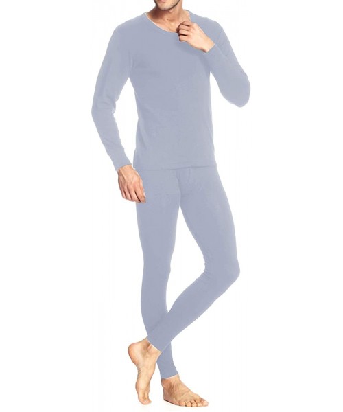 Thermal Underwear Men's Thermal Underwear Ultra Soft Lightweight Thin Long John Set - Light Grey - CT18Y3NZ9HN