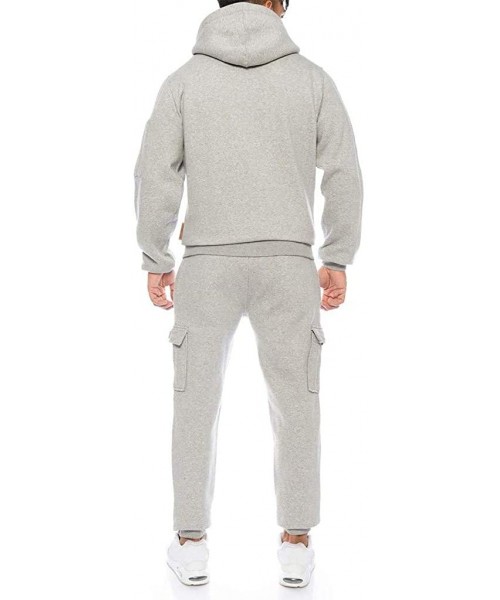 Thermal Underwear Two Piece Suit Sports Suit Tracksuit Men's Autumn Print Zipper Sweatshirt Hooded Top Pants Sets - A-dark Gr...