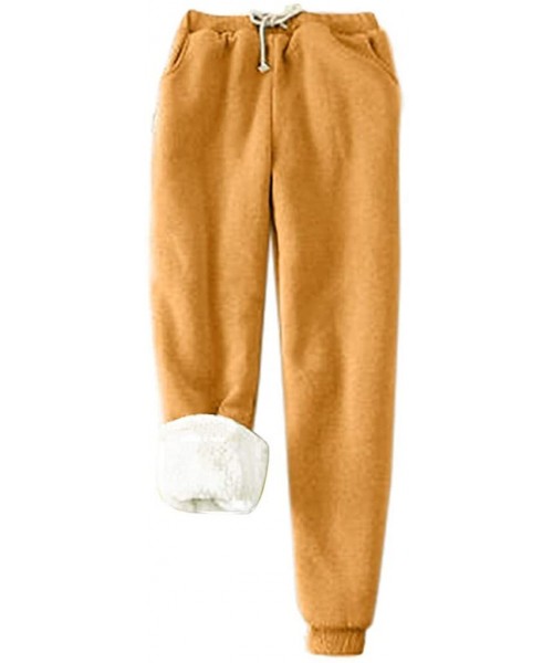 Sets Women's Pajama Bottoms Pure Coral Velvet Household Trousers Comfortable Pants - C-yellow - CX19DEUYMGW