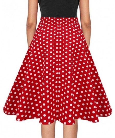 Baby Dolls & Chemises Fashion Women High Waist Flowers Print A-Line Skirt Big Skirt Vintage Skirt - Red - C3197HKLUC3