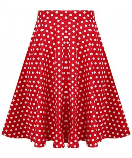 Baby Dolls & Chemises Fashion Women High Waist Flowers Print A-Line Skirt Big Skirt Vintage Skirt - Red - C3197HKLUC3