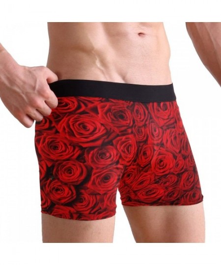 Boxer Briefs Valentine's Day Rose Pattern Boxer Briefs Men's Underwear Boys Stretch Breathable Low Rise Trunks S - CO18M04HN4Z