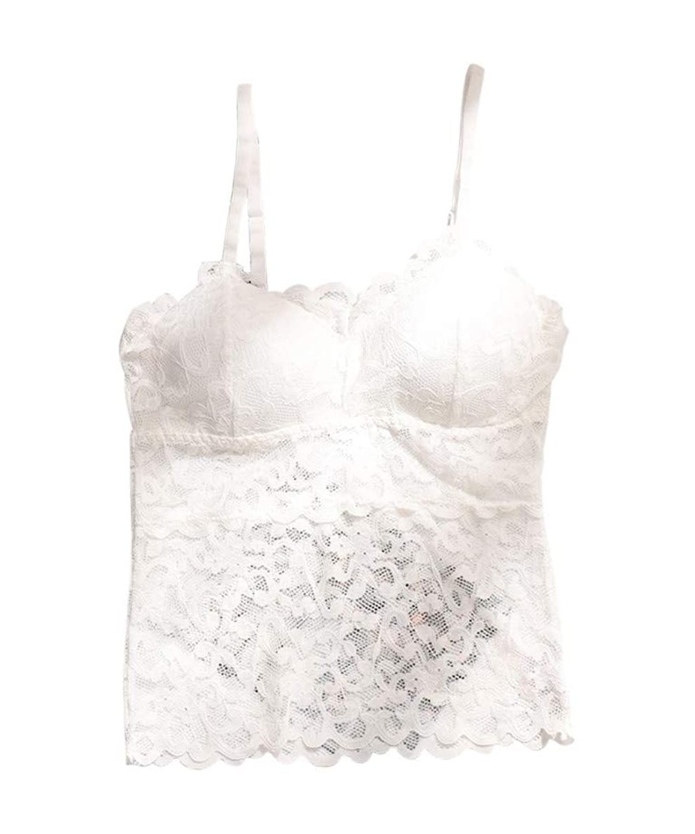 Camisoles & Tanks Women's Lace Cami Stretch Lace Cami Breathable Lace Bralette Top for Women Girls Sports Daily Favor - White...