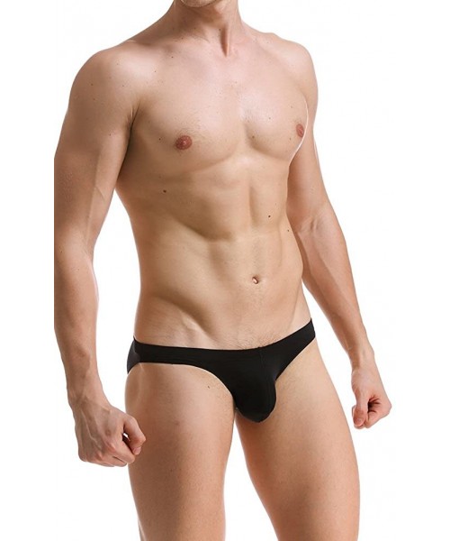 Briefs Men's Sexy Low Rise Breathable Briefs Underwear - Black - CD12JKR0VBD
