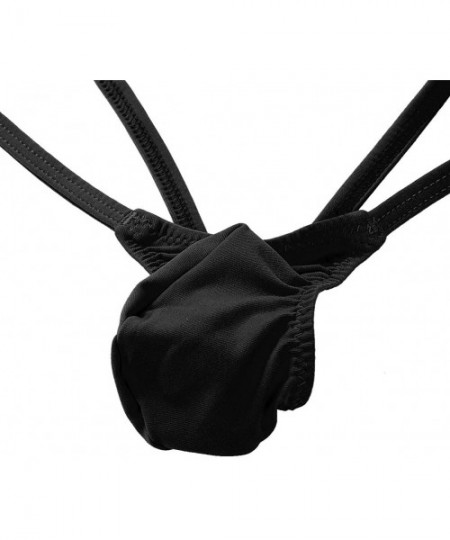 G-Strings & Thongs Men's Low Rise Backless G-String Thongs Bikini Briefs Underwear Bulge Pouch Jockstrap - Black - CV190TH85I2