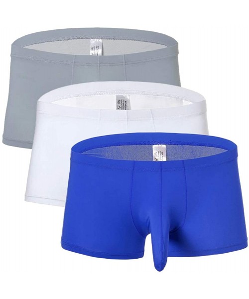 Boxer Briefs Men's Ice Silk Underwear Boxer Elephant Nose Boxer Multi Pack - Gr+wh+cb - C718Y3KK38O