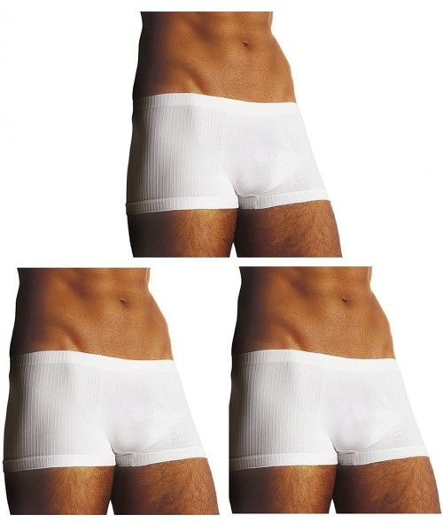 Boxer Briefs Three Boxershorts Men's Ribbed Seamless Microfiber Made in Italy - 3 White - C318EGQ8NYY