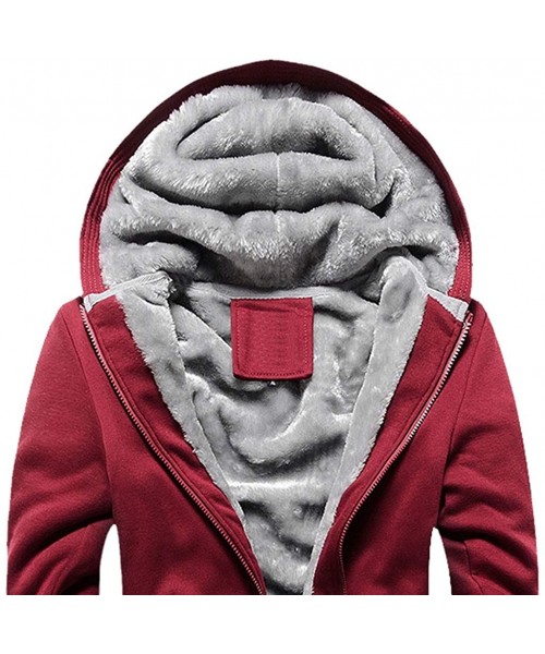 Sleep Sets Mens 2 PCs Sweatsuits Hoodies Tracksuit Jacket+Pant Thick Warm Fur Inside Sherpa Lined Zip Hooded Coat & Trousers ...