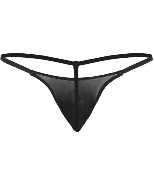 G-Strings & Thongs Mens See Through Bulge Pouch Jockstrap Low Rise T-Back Underwear G-String Thong - Black - CA18Z0SYDXH
