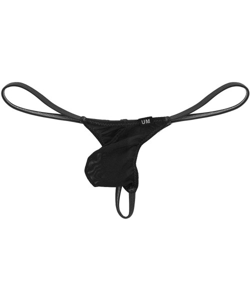 G-Strings & Thongs Mens See Through Bulge Pouch Jockstrap Low Rise T-Back Underwear G-String Thong - Black - CA18Z0SYDXH