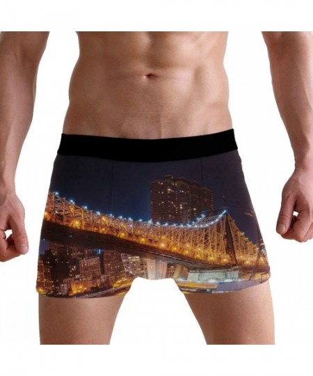 Boxer Briefs Mens Boxer Briefs Underwear Breathable Pouch Soft Underwear - Queensboro Bridge Nyc Night Art Prints - CJ18ARLKRR0