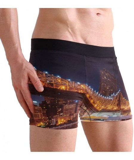 Boxer Briefs Mens Boxer Briefs Underwear Breathable Pouch Soft Underwear - Queensboro Bridge Nyc Night Art Prints - CJ18ARLKRR0
