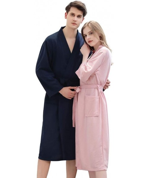 Robes Couple Bathrobe-Unisex Dressing Gowns Lightweight Kimono Robes Yukata 3/4 Sleeves for All Seasons Spa Hotel Sleep Home ...