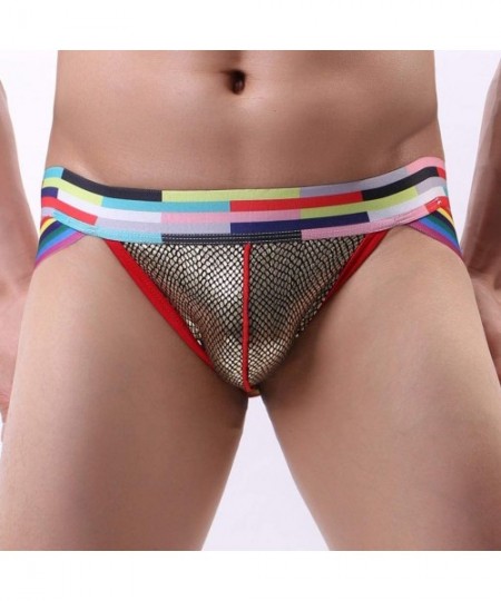 Briefs Flash Scale Bulge Pouch Jockstrap for Men- Colored Waistband Underwear Athletic Supporter Thongs Fashion Bikini - Red ...