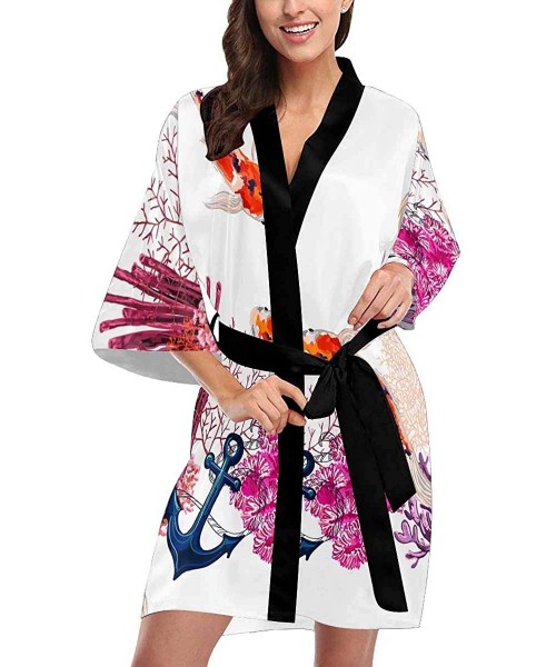 Robes Custom Tropical Sailboat Silhouettes Women Kimono Robes Beach Cover Up for Parties Wedding (XS-2XL) - Multi 2 - CL190Z4...