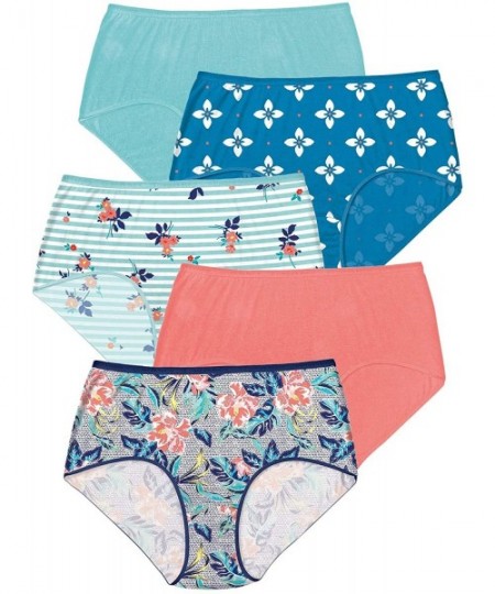 Panties Women's Plus Size 5-Pack Pure Cotton Full-Cut Brief Underwear - Tropic Pack (0436) - CR197C8I6AE