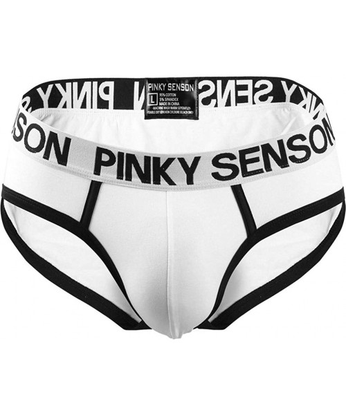 Boxer Briefs Mens Letter Pouch Soft Cotton Briefs Panties Underwear - White - CZ18M45OLQ0