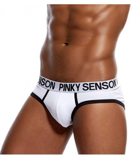 Boxer Briefs Mens Letter Pouch Soft Cotton Briefs Panties Underwear - White - CZ18M45OLQ0