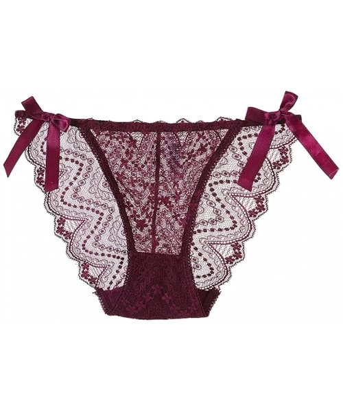 Garters & Garter Belts Sexy Lingerie Lace Brief Underpant Sleepwear Underwear M-XL - Wine - CQ199U5G7KL