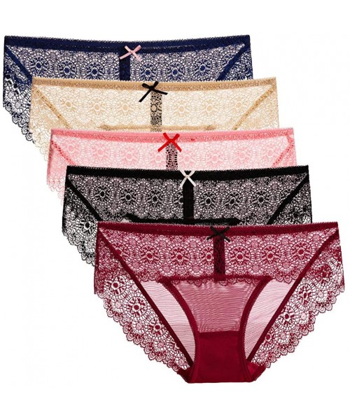 Panties Women's Lace Lingerie Underwear 5 Park Assorted Soft Seamless Sexy Floral Boyshorts Brief Panties - Low Rise-multicol...