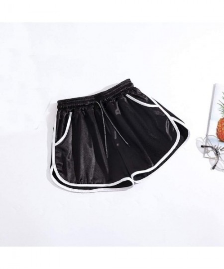 Bustiers & Corsets Women's Satin Smooth High Waist Short Pant Slim White Edge Running Home Shorts - CH199HN8QAA