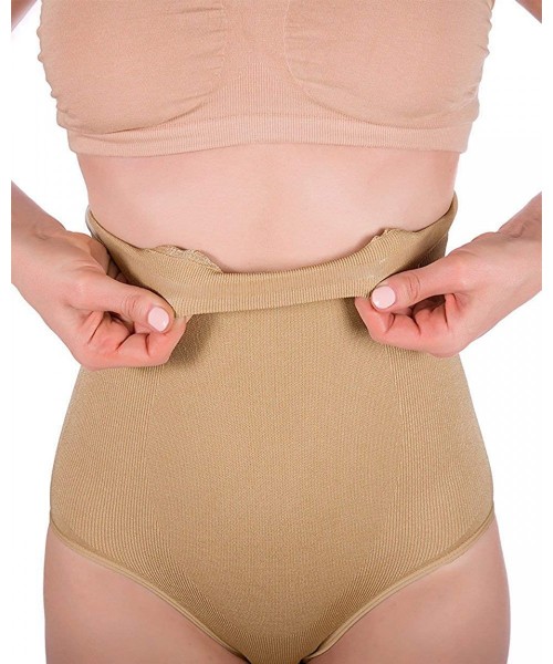 Shapewear Women's Hi-Waist Seamless Firm Control Tummy Slimming Shapewear Panties - Nude - CA12ODN0DLO