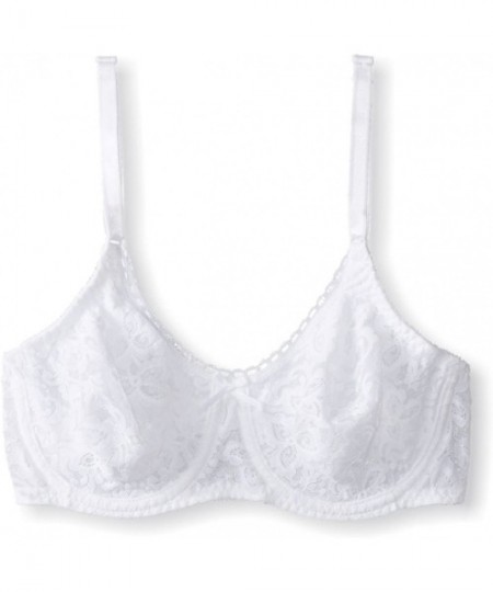 Bras Women's Lace 'N Smooth Stretch Lace Underwire Bra - White - C01123O5WPB