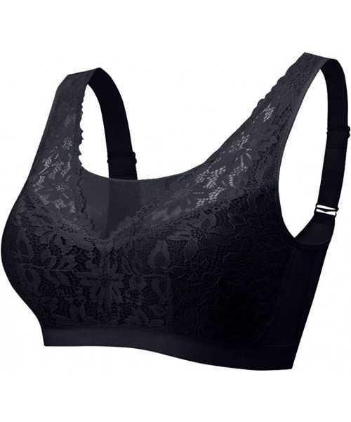 Camisoles & Tanks Front Cross Breathable Silk Bra Solid Color Curved Gathered Bra - A1-black - CJ193N9YZKX