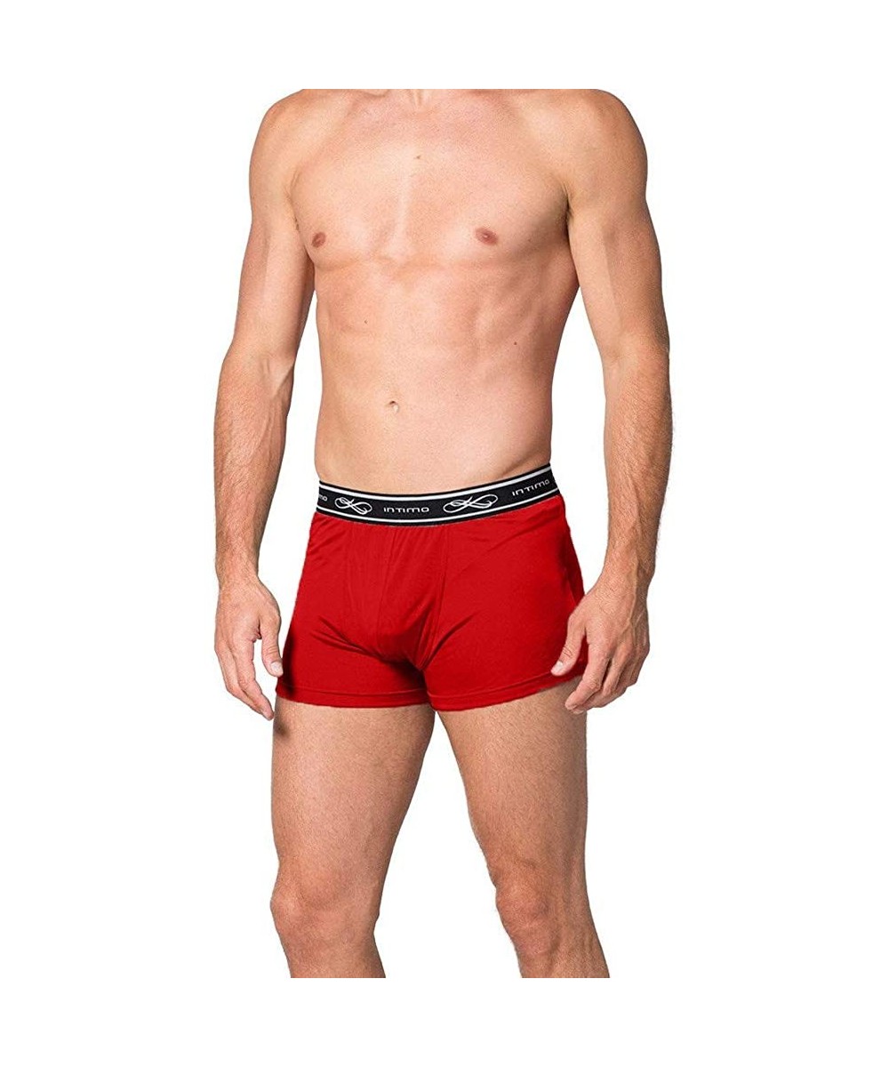 Trunks Mens Trunk Silk Knit Underwear - Red - C0192XW9S4H