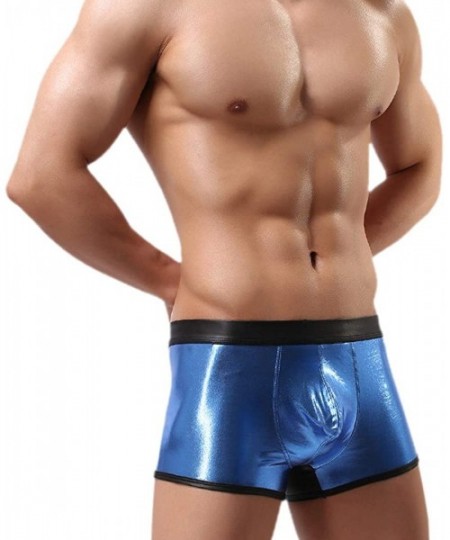 Boxer Briefs Men's Metallic Boxer Brief Sexy Shiny Stars Printed Underwear for Swimming- Dancing- Raves- Club- Costumes - Blu...