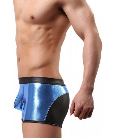 Boxer Briefs Men's Metallic Boxer Brief Sexy Shiny Stars Printed Underwear for Swimming- Dancing- Raves- Club- Costumes - Blu...