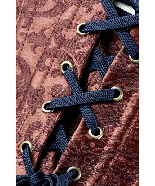 Bustiers & Corsets Women's Fashion PU Leather Halter Shoulder Straps Underbust Corset Top - Coffee - CO12H3E8HD9