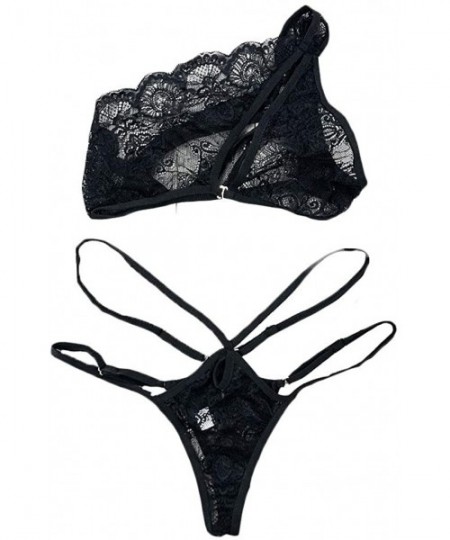 Bras Sexy Lingerie for Women High Waist Bra and Panty Set Strappy Babydoll Bodysuit - Black - CL18AIU3SMW