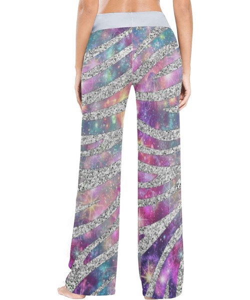 Bottoms Sparkling Rainbow Zebras Print Women's Pajama Pants Comfy Drawstring Lounge Pants Sleepwear - CO19CYXMCC5