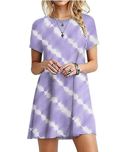 Nightgowns & Sleepshirts Women's Tie-Dye Short Sleeve Casual Dress Loungewear Plus Size Loose O-Neck Comfy Tank Mini Dress - ...