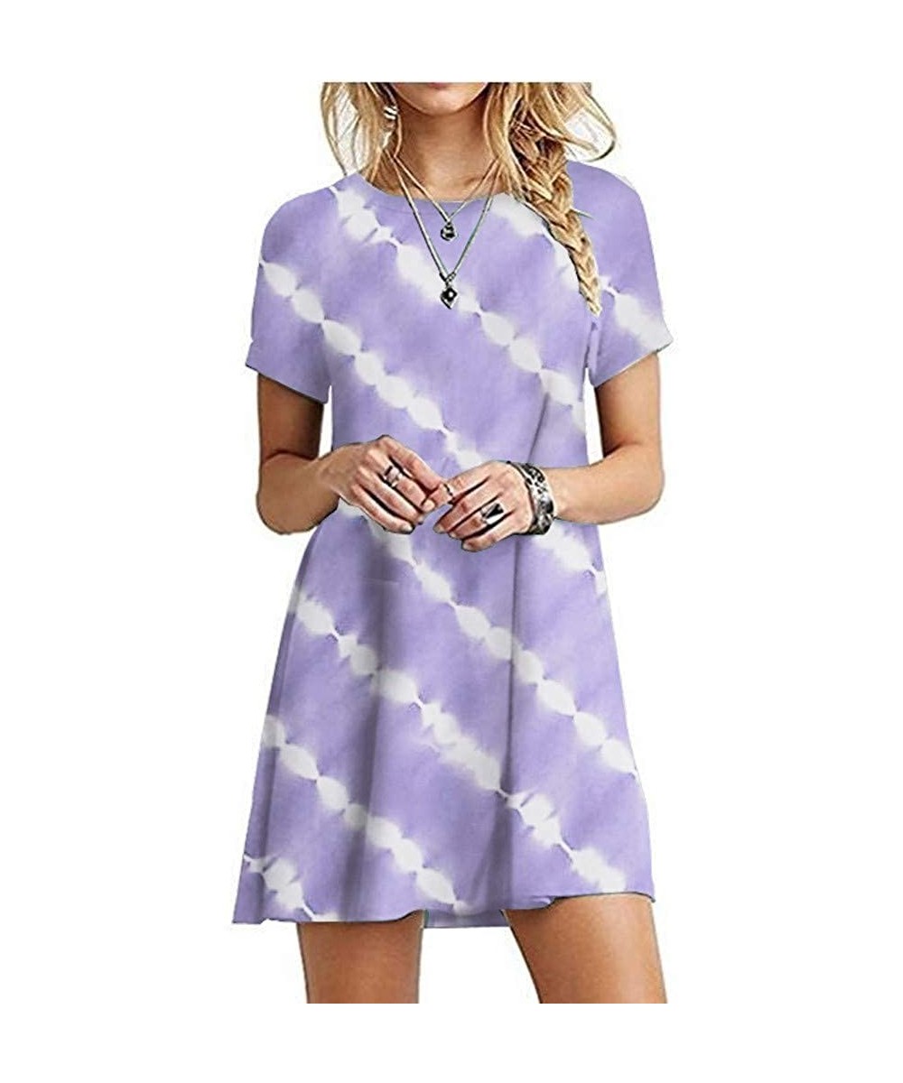 Nightgowns & Sleepshirts Women's Tie-Dye Short Sleeve Casual Dress Loungewear Plus Size Loose O-Neck Comfy Tank Mini Dress - ...