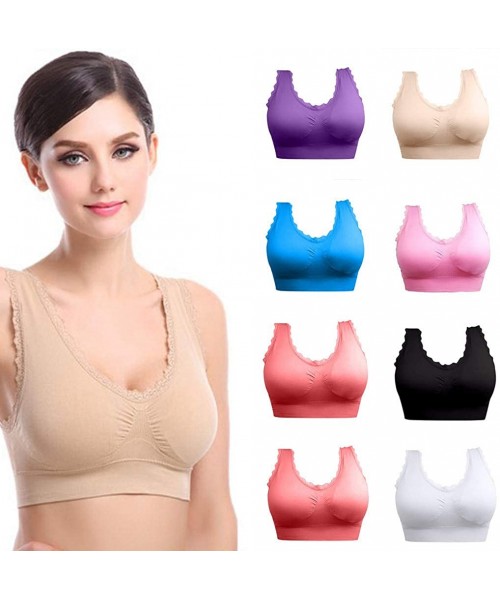 Bras Sports Bras for Women - Padded Seamless High Impact Support for Running Yoga Workout Fitness - White - C018ZTCY2Z6