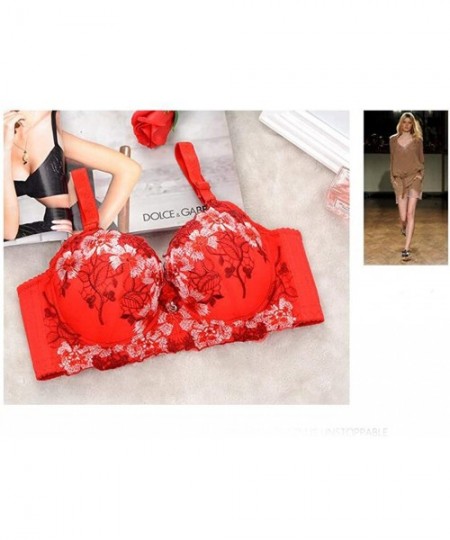 Slips Female Sexy Embroidered Girl Adjustable Bras Sexy Lingerie Body Beauty Underwear - Red - C918YDCADGC