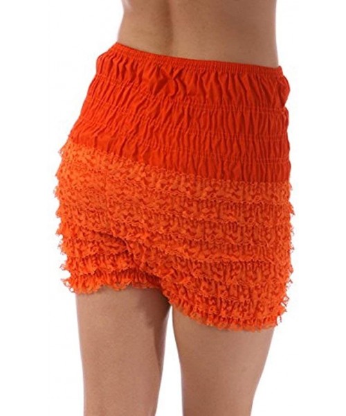 Panties Adult Pettipants- Style N29- Woman Costume Shorts- Sexy Ruffle Panties- Lacey Dance Shorts- Boyshorts - Orange - C311...
