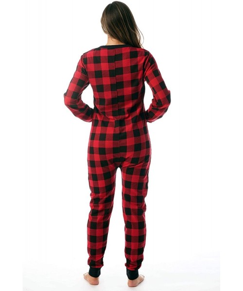 Sets Womens Henley Thermal Onesie Buffalo Plaid and Tie Dye - Red / Black - C918CSROS2T