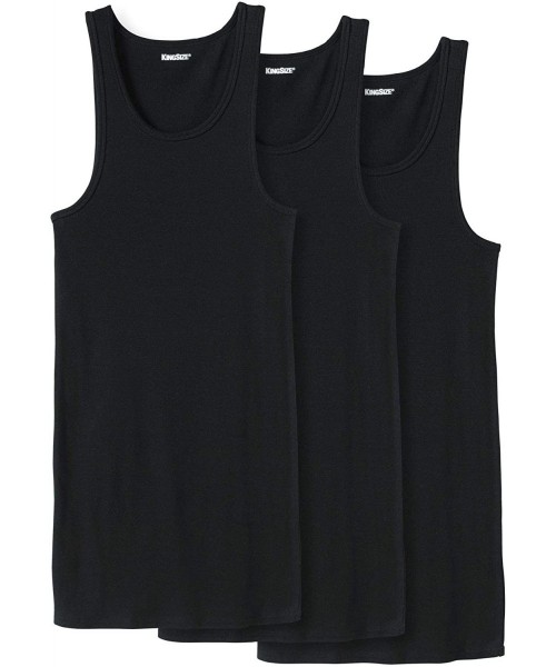 Undershirts Men's Big & Tall Cotton Tank Undershirt 3-Pack - Black (0309) - C918IZKMLLM