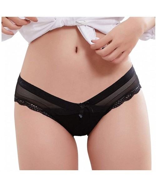 Bustiers & Corsets Womens Sexy Lace Panties Thong G-String Brief Underpant Women Lingerie M-XXL - Black - CR1947WHSRC