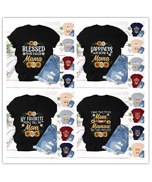 Tops Mother's Day Women's Large Size Summer Letter Printing Short Sleeve Round Neck T-Shirt Top Vest - K-black - C2196YK0UE3