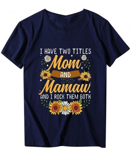 Tops Mother's Day Women's Large Size Summer Letter Printing Short Sleeve Round Neck T-Shirt Top Vest - K-black - C2196YK0UE3