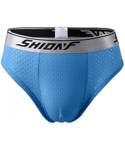 Briefs Men's Briefs Low Rise Sexy Bulge Pouch Nylon Solid Underwear - Black-blue & Grey - CK18ZZ77538