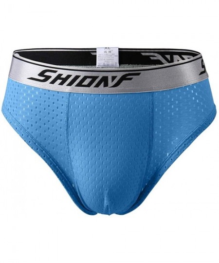 Briefs Men's Briefs Low Rise Sexy Bulge Pouch Nylon Solid Underwear - Black-blue & Grey - CK18ZZ77538